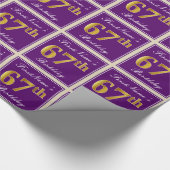 Elegant, Paars, Faux Gold 67th Birthday + Naam Cadeaupapier (Hoek)