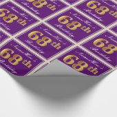 Elegant, Paars, Faux Gold 68th Birthday + naam Cadeaupapier (Hoek)