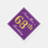 Elegant Paars, Faux Gold 68th Birthday + Naam Servet (Hoek)