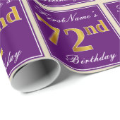 Elegant, Paars, Faux Gold 72e verjaardag + naam Cadeaupapier (Rol Hoek)