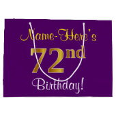 Elegant, Paars, Faux Gold 72e verjaardag + naam Large Cadeautasje (Achterkant)