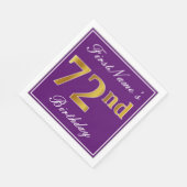 Elegant Paars, Faux Gold 72e verjaardag + naam Servetten (Hoek)