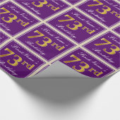 Elegant, Paars, Faux Gold 73rd Birthday + naam Cadeaupapier (Hoek)