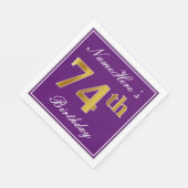 Elegant Paars, Faux Gold 74th Birthday + Naam Servetten (Hoek)