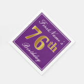 Elegant Paars, Faux Gold 76th Birthday + Naam Servetten (Hoek)