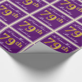 Elegant, Paars, Faux Gold 79th Birthday + naam Cadeaupapier (Hoek)
