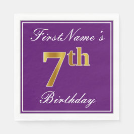 Elegant Paars, Faux Gold 7th Birthday + Naam Servet