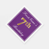 Elegant Paars, Faux Gold 7th Birthday + Naam Servet (Hoek)