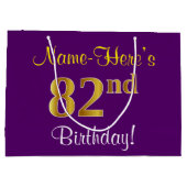 Elegant, Paars, Faux Gold 82e verjaardag + naam Groot Cadeauzakje (Achterkant)