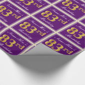 Elegant, Paars, Faux Gold 83rd Birthday + naam Cadeaupapier (Hoek)