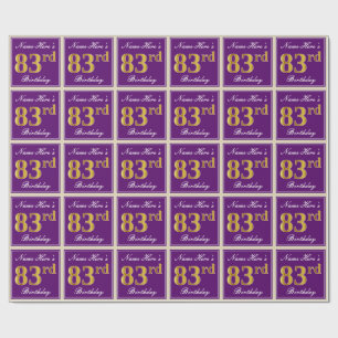 Elegant, Paars, Faux Gold 83rd Birthday + naam Cadeaupapier