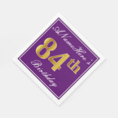 Elegant Paars, Faux Gold 84th Birthday + Naam Servetten (Hoek)