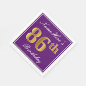 Elegant Paars, Faux Gold 86th Birthday + Naam Servet (Hoek)