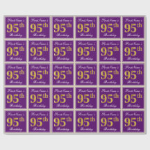 Elegant, Paars, Faux Gold 95th Birthday + Naam
