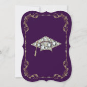 Elegant Paars, Faux Gold en Diamonds Floral Lijst Kaart (Voorkant)