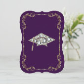 Elegant Paars, Faux Gold en Diamonds Floral Lijst Kaart (Staand voorkant)