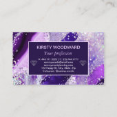 Elegant Paars Faux Holo Glitter Agate Visitekaartje (Achterkant)