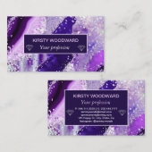 Elegant Paars Faux Holo Glitter Agate Visitekaartje (Voorkant / Achterkant)