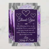 Elegant Paars Faux Holo Glitter Agate Wedding Bedankkaart (Voorkant / Achterkant)