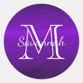 Elegant Paars Faux Metal Monogram Ronde Sticker
