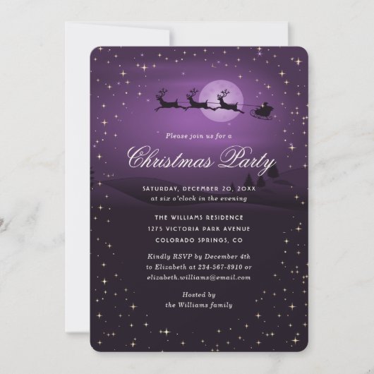 Elegant Paars Festief Kerstfeest Kaart (Voorkant)