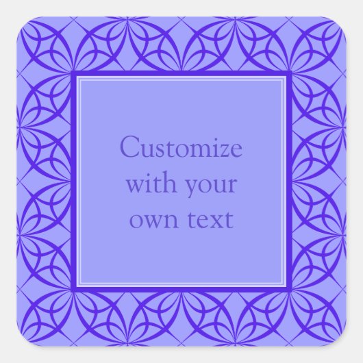 Elegant Paars Filigree Pattern Custom Text Vierkante Sticker (Voorkant)
