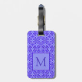 Elegant Paars Filigree Pattern Monogram Bagagelabel (Achterkant verticaal)