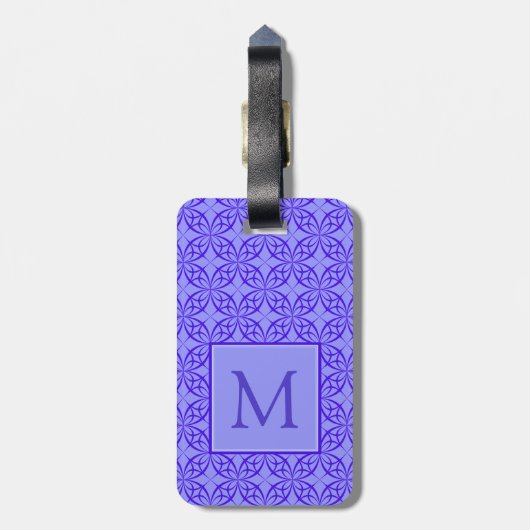 Elegant Paars Filigree Pattern Monogram Bagagelabel (Achterkant verticaal)