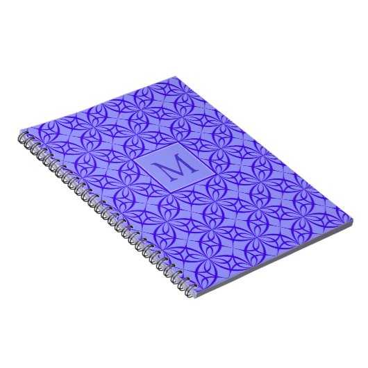 Elegant Paars Filigree Pattern Monogram Notitieboek (Rechterzijde)
