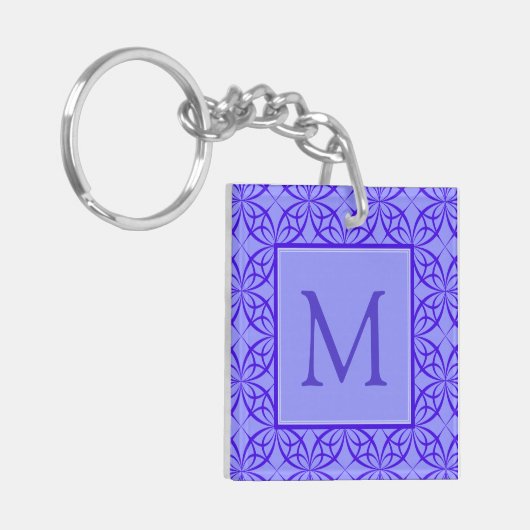 Elegant Paars Filigree Pattern Monogram Sleutelhanger (Voorkant Links)