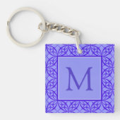 Elegant Paars Filigree Pattern Monogram Sleutelhanger (Voorkant)