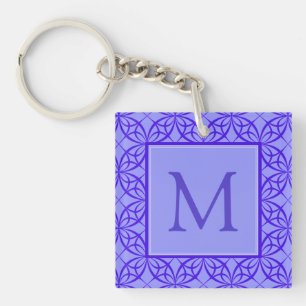 Elegant Paars Filigree Pattern Monogram Sleutelhanger