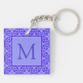 Elegant Paars Filigree Pattern Monogram Sleutelhanger (Achterkant)