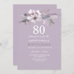 Elegant Paars Floral 80th Birthday Party Invite Kaart<br><div class="desc">Elegant Paarse Floral 80th Birthday Party nodigt de Uitnodiging Perfect card uit voor je speciale evenement Matching collectie in Niche en Nest store. Ontwerp met dank aan: https://www.etsy.com/shop/SmallHouseBigPony</div>