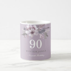 Elegant Paars Floral 90th Birthday Party Gift Koffiemok