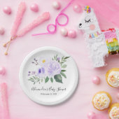 Elegant Paars Floral Baby shower Bord (Feest)