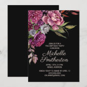 Elegant Paars Floral Black 75th Birthday Kaart (Voorkant / Achterkant)