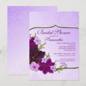 Elegant Paars Floral Bridal Shower Kaart (Voorkant / Achterkant)