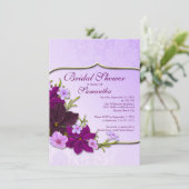 Elegant Paars Floral Bridal Shower Kaart (Staand voorkant)