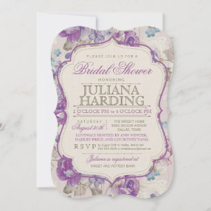 Elegant Paars Floral Bridal Shower Kaart