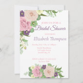 Elegant Paars Floral Bridal Shower Kaart (Voorkant)