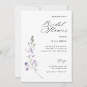 Elegant Paars Floral Bridal Shower Kaart (Voorkant)