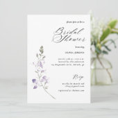 Elegant Paars Floral Bridal Shower Kaart (Staand voorkant)