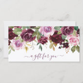 Elegant Paars Floral Business Gift Certificate (Voorkant)