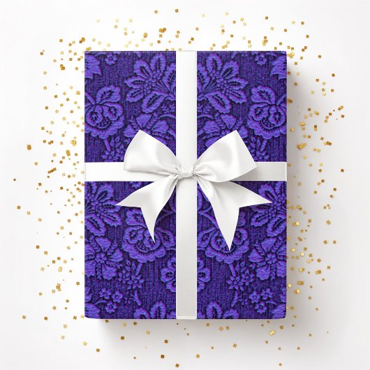 Elegant Paars Floral Cadeaupapier