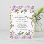 Elegant Paars Floral Celebration of Life Kaart (Staand voorkant)