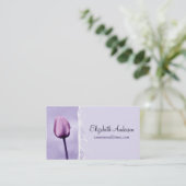 Elegant Paars Floral Chic Lavender Tulip Visitekaartje (Staand voorkant)