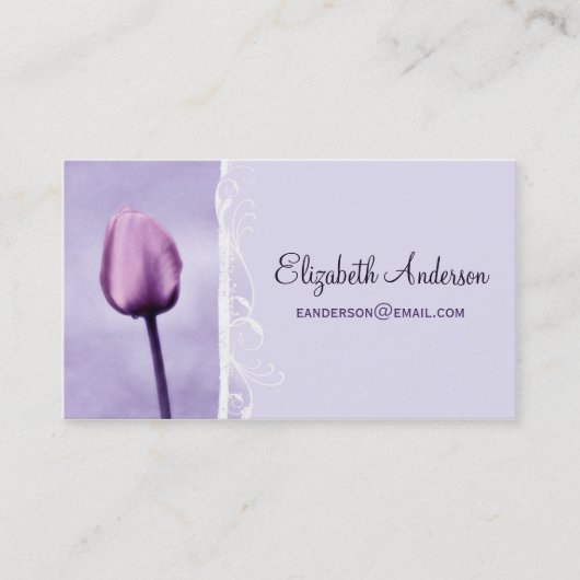 Elegant Paars Floral Chic Lavender Tulip Visitekaartje (Voorkant)
