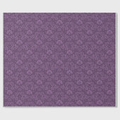 Elegant  Paars Floral Damask Pattern Cadeaupapier (Vlak)