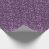 Elegant  Paars Floral Damask Pattern Cadeaupapier (Hoek)